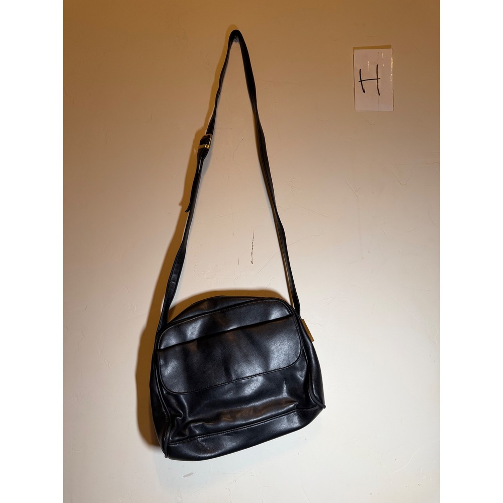 Crossbody Bag Minimalist Multi-Pocket Faux Leather Black